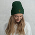 Giraffe Embroidered Cuffed Beanie-Unisex